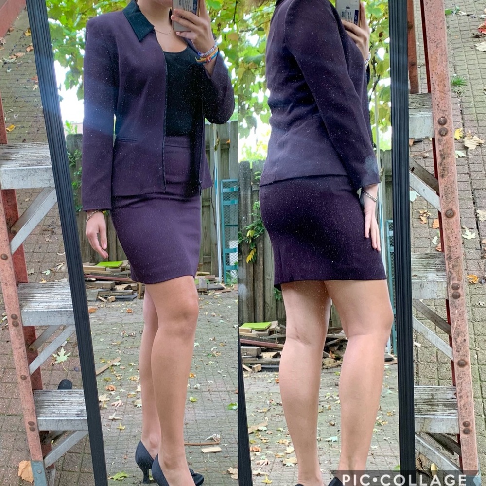 Alex Garfield Purple Vintage Skirt Suit